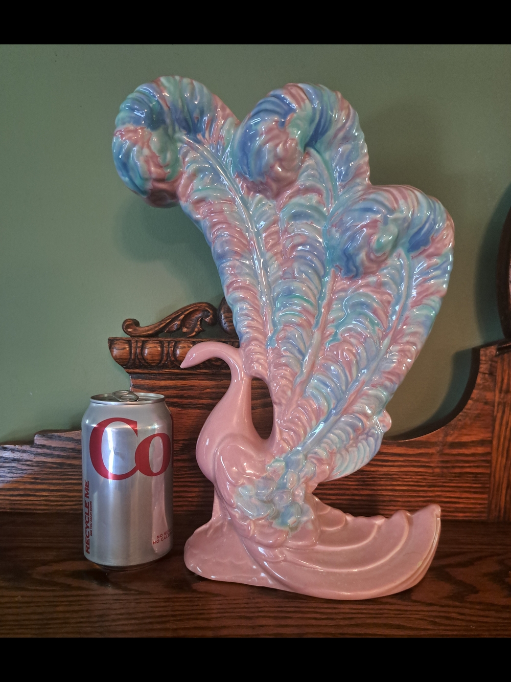 Vtg Haeger Swan Vase Mauve Agate Pink Blue 13" Tall